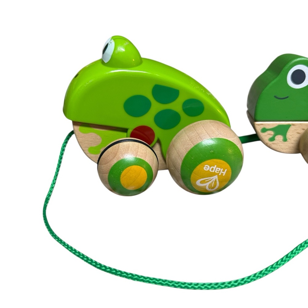 Hape Pull Along Frog Family with Anti-Rollover Wheels - Toddler Push & Pull Toy - Picture 2 of 6
